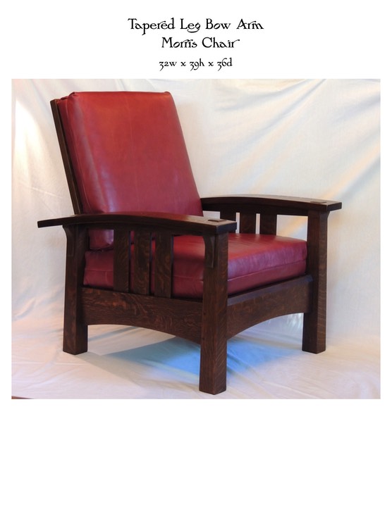 Tapered Leg Bow Arm  Morris Chair 